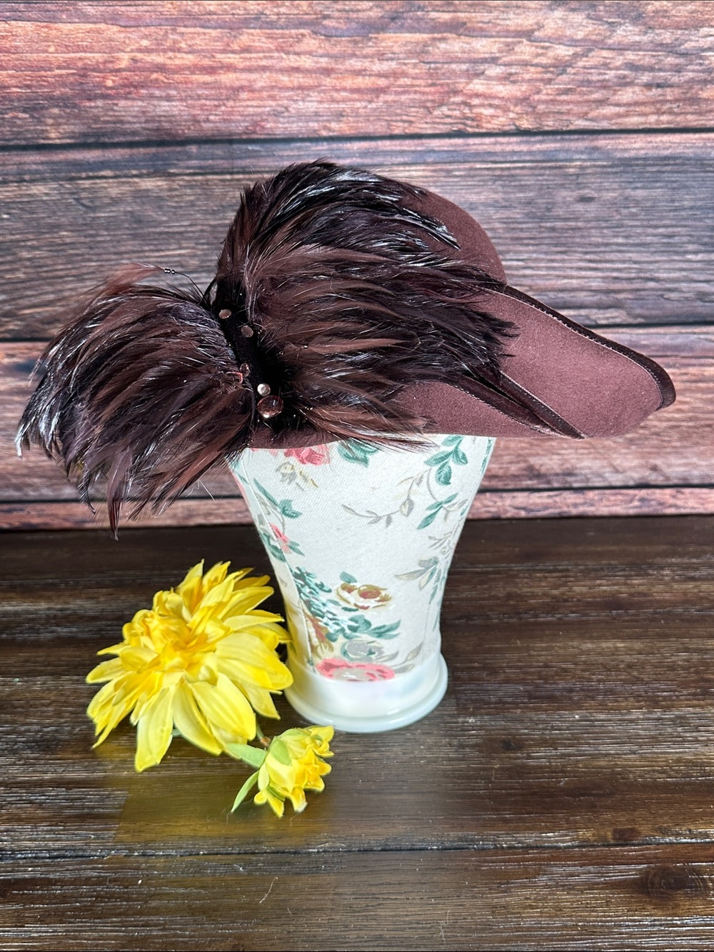 Brown Feathered Fascinator wool  Hat - Women Accessories